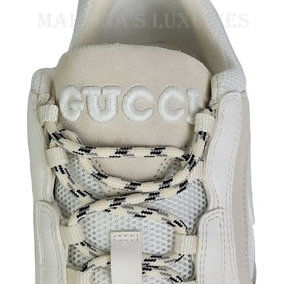 GUCCI SNEAKERS RUN WHITE SUEDE LEATHER INTERLOCKING G LOGO SHOES sz 40.5 10.5 - Picture 12 of 16